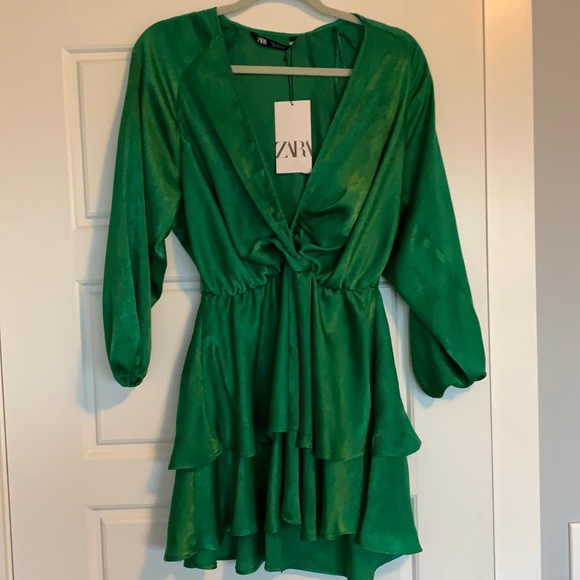 Zara Dresses & Skirts - Zara green silky dress - NWT